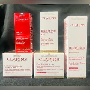5 PRODUCTS FOR THE PRICE OF 1. BRAND NEW NEVER USED CLARINS FACIAL CARE BUNDLE